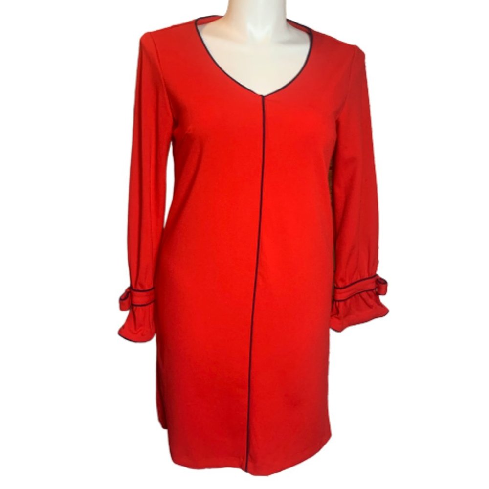 NWT Sharagano Red Mod Bow Sleeve Dress